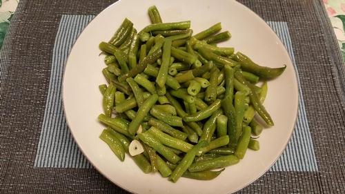 Green Pole Beans, served on a plate